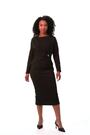 Roman Black Petite Gathered Stretch Midi Dress - Image 2 of 6