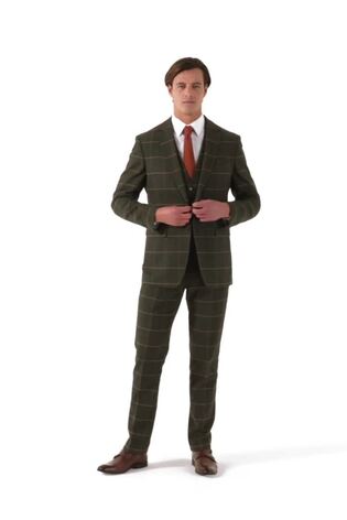 Skopes Green Tailored Fit Warriner Check Suit: Jacket - Image 2 of 5