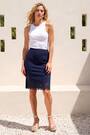 Roman Blue Lasercut Hem Pencil Skirt - Image 2 of 5