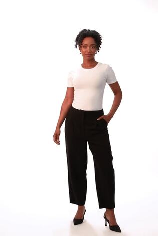 Roman Black Petite Ankle Grazer Smart Stretch Trousers - Image 2 of 6