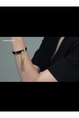 Karen Millen Gold Tone Metallic Fringe Cuff Bracelet - Image 2 of 5 Karen Millen Gold Tone Metallic Fringe Cuff Bracelet - Image 2 of 5