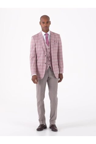 Skopes Tailored Fit Montalvo Light Coral Pink Check Jacket