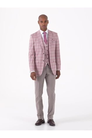 Skopes Light Coral Pink Tailored Fit Montalvo Check Jacket - Image 2 of 6