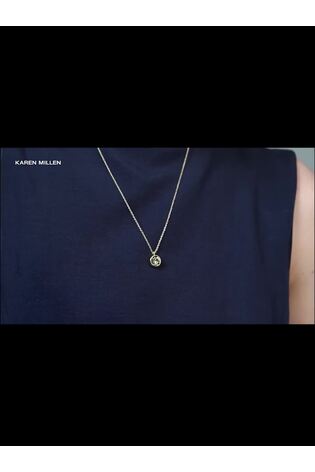 Karen Millen Silver Tone Crystal Dot Pendant Necklace - Image 2 of 6