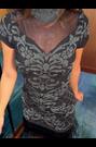 Lipsy X Samie Elishi Black Lurex Detail Tassel Fringe Short Sleeve Knit Mini Dress - Image 2 of 6