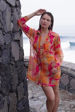 Buy Sosandar Pink Scarf Print Beach Cover Ups from Next Ireland