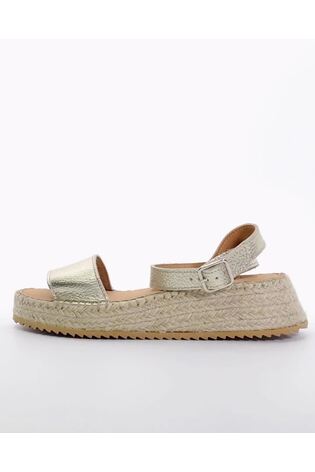 Dune London Gold Layney Flared Espadrille Sandals - Image 2 of 6