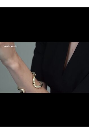 Karen Millen Gold Tone Crystal Sprinkle Loop Cuff Bracelet - Image 2 of 4 Karen Millen Gold Tone Crystal Sprinkle Loop Cuff Bracelet - Image 2 of 4