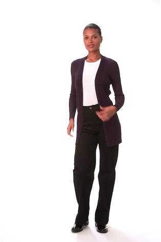 Roman Purple Longline Stretch Ribbed Cardigan - Image 2 of 6