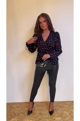 Girl In Mind Black Petite Raelynn Wrap Blouse - Image 2 of 5