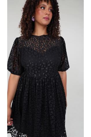 Lovedrobe Animal Print Lace Mini Black Dress - Image 2 of 9