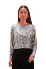 Roman Black Petite Constrast Sequin Velvet Dress - Image 2 of 6