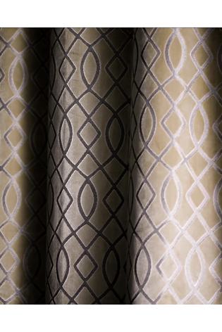 Champagne Natural Next Collection Luxe Heavyweight Maeve Damask Velvet Eyelet Lined Curtains - Image 2 of 6