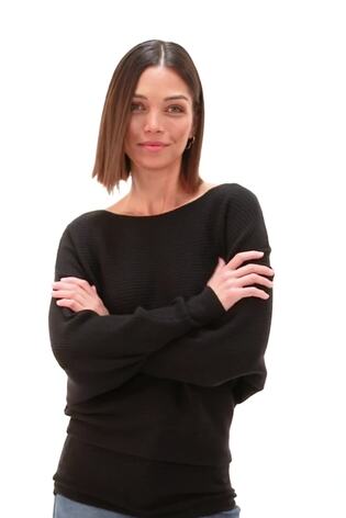 Roman Black Ribbed Batwing Knit Jumper - Image 2 of 6