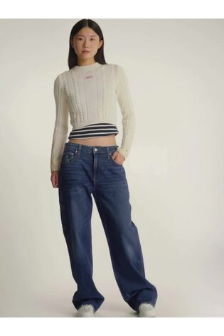 Tommy Jeans White Cable Script 100% Cotton Jumper - Image 2 of 8