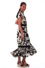 Roman Black Floral Print Lace Trim Midi Dress - Image 2 of 6