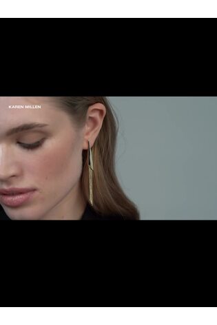 Karen Millen Gold Tone Metallic Fringe Drop Earrings - Image 2 of 4 Karen Millen Gold Tone Metallic Fringe Drop Earrings - Image 2 of 4