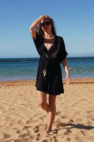Buy Sosandar Black Embroiderd Beach Kaftan from the Next UK online