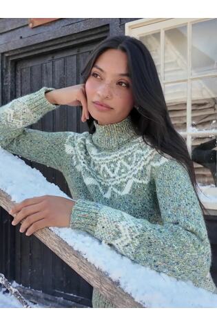 FatFace Birch Green Fairisle Crew Knitted Jumper - Image 2 of 7