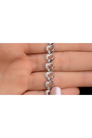 The Diamond Store White Heart Bracelet