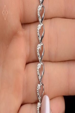 Sterling silver diamond heart bracelet store