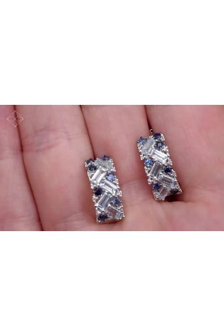 The Diamond Store Blue Blue Topaz Sapphire and Diamond Stellato Earrings in 9K White Gold