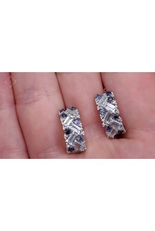 The Diamond Store Blue Topaz Sapphire and Diamond Stellato Earrings in 9K White Gold Tone - Image 2 of 6