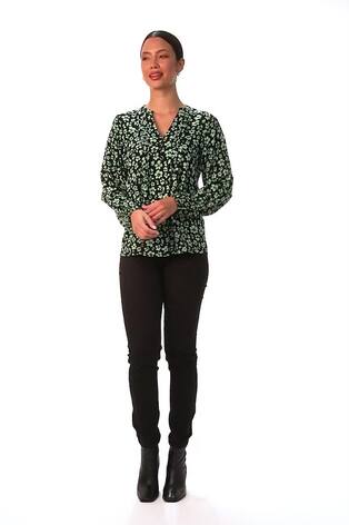 Roman Green Floral Button Detail Pinktuck Top - Image 2 of 6