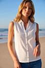 Roman White Broderie Collared Vest Top - Image 2 of 5