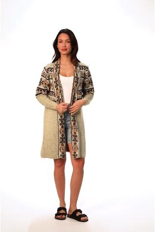 Roman Black Nordic Patterned Longline Cardigan - Image 2 of 6