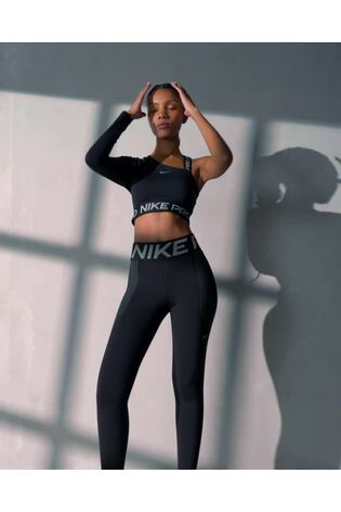 Nike Black Dri-FIT Pro Shine Asymmetrical Cropped Top - Image 2 of 6