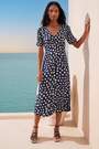 Roman Blue Heart Print Ruched Midi Dress - Image 2 of 5