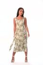 Roman Green Petite Leaf Print Button Midi Dress - Image 2 of 6