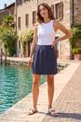 Roman Blue Petite Ponte Stretch Pencil Skirt - Image 2 of 6