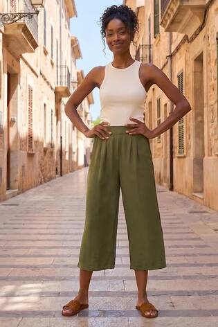 Roman Green Cropped Cargo Bengaline Trousers - Image 2 of 5