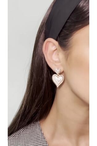 Aela Gold Tone Double Heart Drop Earrings - Image 2 of 4