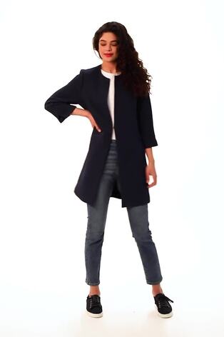 Roman Blue Textured Longline Jacket - Image 2 of 6