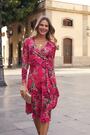 Sosandar Pink Long Sleeve Wrap Midi Dress - Image 2 of 6