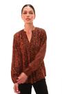 Roman Orange Animal Print Buttoned Pinktuck Top - Image 2 of 6