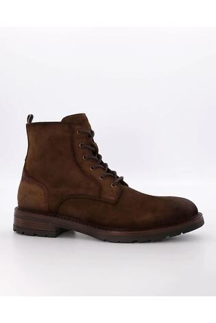 Dune London Brown Cheshires Plain Toe Cleated Sole Boots