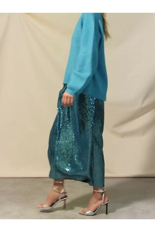 Ro&Zo Blue Liquid Sequin Twist Front Skirt - Image 2 of 6