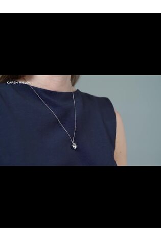 Karen Millen Silver Tone Crystal Dot Pendant Necklace - Image 2 of 7 Karen Millen Silver Tone Crystal Dot Pendant Necklace - Image 2 of 7