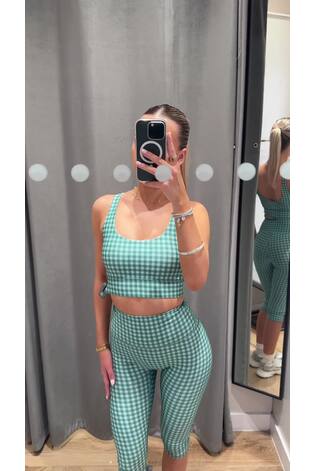 Green Gingham Active Power Scoop Back Sports Bra - Image 2 of 9