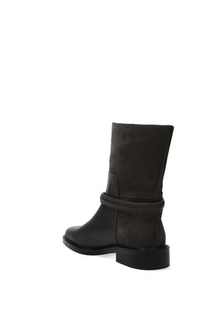 Reiss Grey Rosalee Leather Turnlock-Hardware Biker Ankle Boots - Image 2 of 7