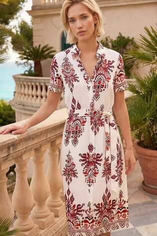 Roman White Baroque Shirt Dress - Image 2 of 6