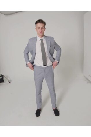 Harry Brown Blue Giacomo Slim Fit Cotton Linen Suit Jacket - Image 2 of 11