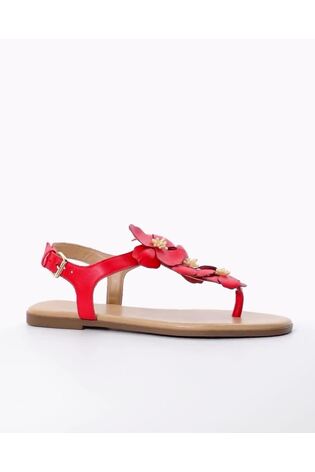 Dune London Red Linaria Flower Toe Post Sandals