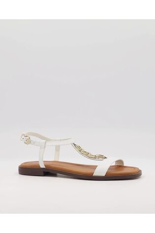 Dune London White Lotty Chain T-Bar Flat Sandals - Image 2 of 6 Dune London White Lotty Chain T-Bar Flat Sandals - Image 2 of 6