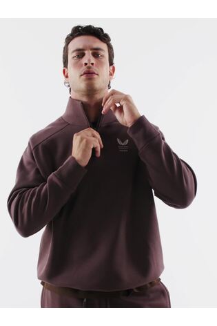 Reiss | Castore Sweat-shirt décontracté à col zippé marron - Image 2 de 8