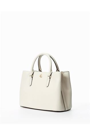 Buy Lauren Ralph Lauren Cream Leather Marcy Satchel Bag from Next Lithuania